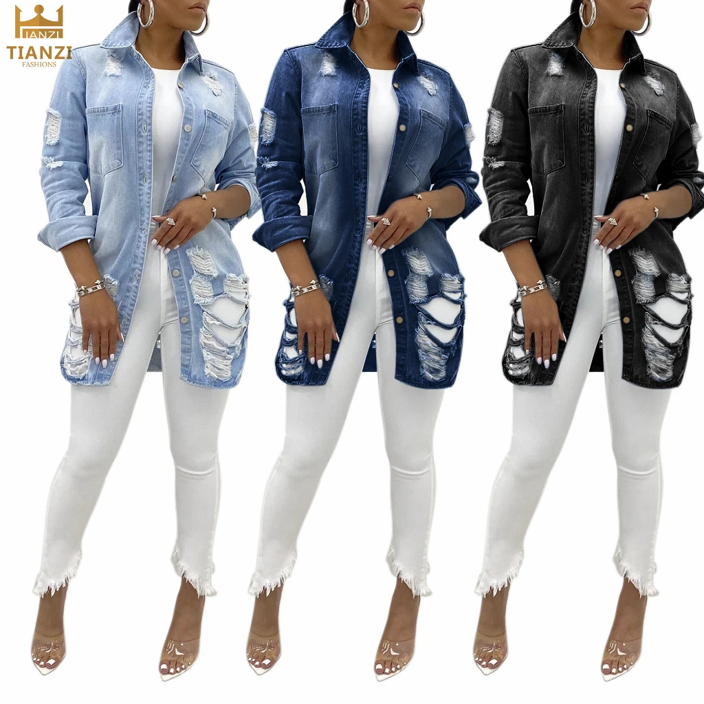 NEW S6577 women trendy scratched denim jean jackets and coats new