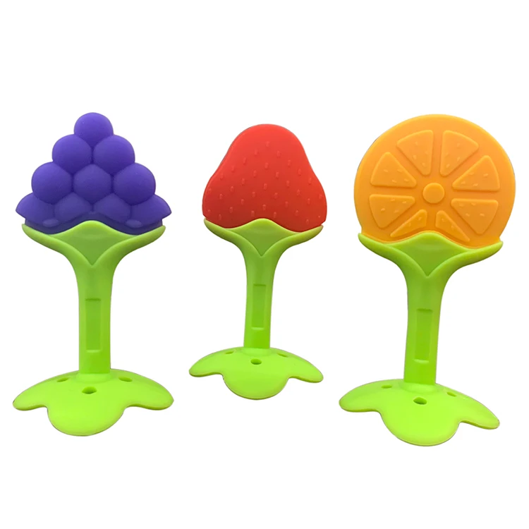 2021 Fruit Shape Silicone BPA Free Natural Organic Freezer Teether toys Safe Baby Teethers for Newborn Infant