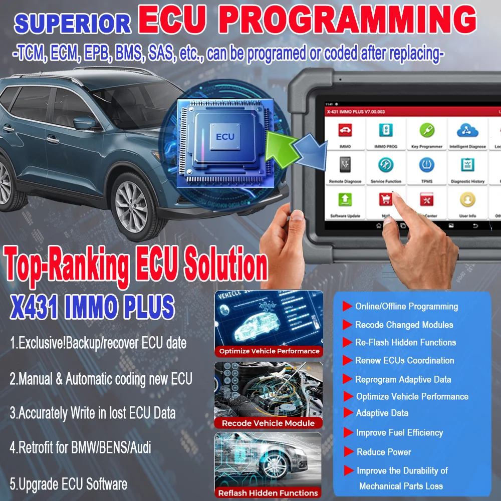 New LAUNCH X431 IMMO Plus Key Programmer Car Diagnostic Tools Auto OBD2 Scanner