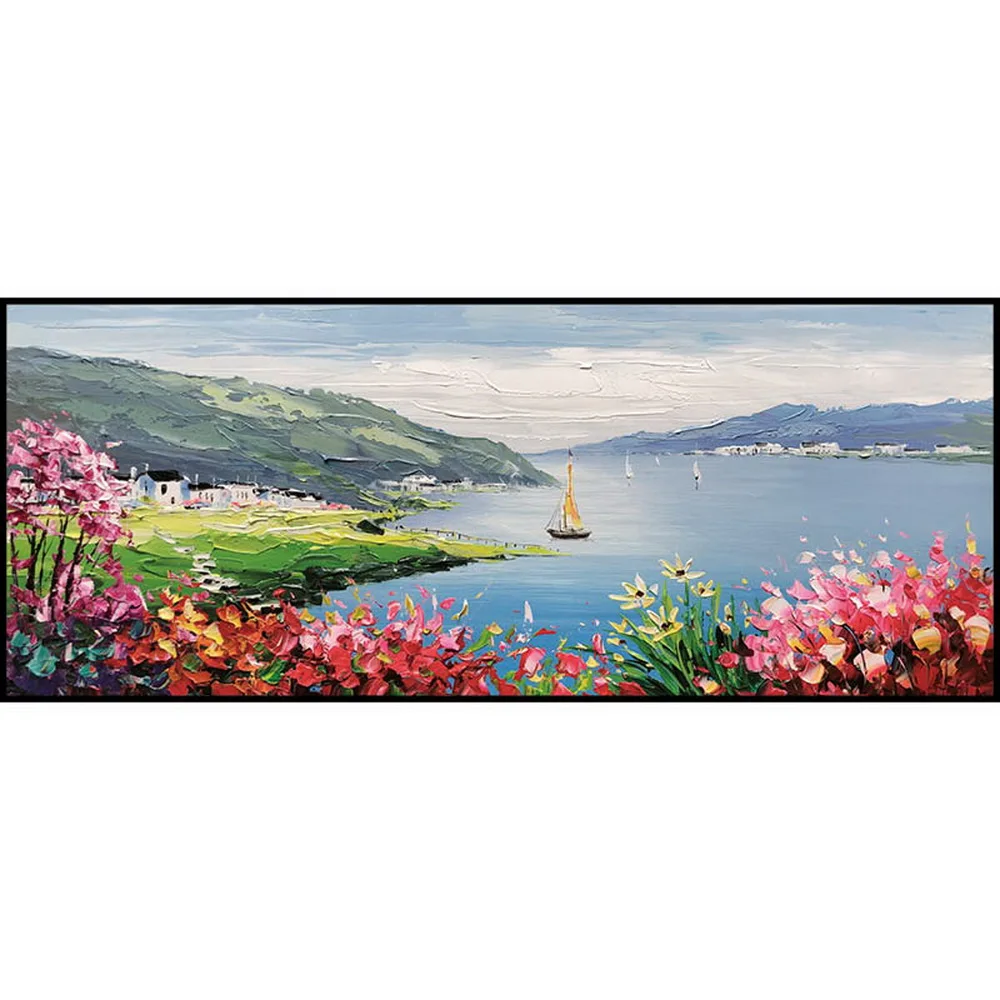 Factory Hot Sale Hand Painted Spring Wind Seascape Oil Painting Heavy Textured Canvas Wall Art Abstract Of Modern Wall Painting