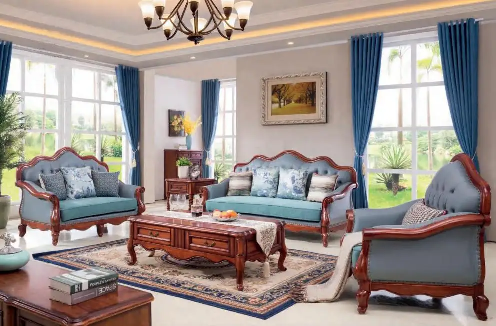 Factory Price Classic Style Solid Wood Living Room Chairs Living Room Cabinets Living Room Sofa Set GY23