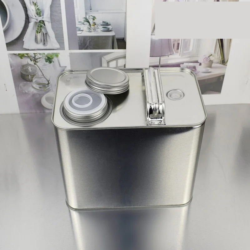 500ml Square Metal F-Style Screw Top Tin Box Chemical-Resistant Oil Tin Can Container Drum Pail Bucket with Lids Food Coffee