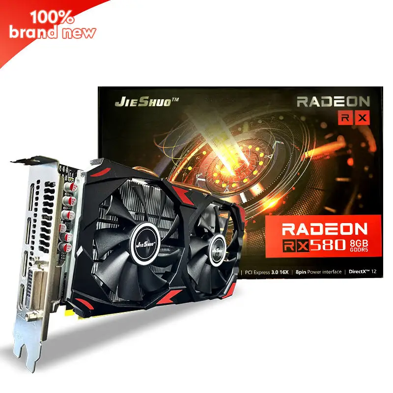 JIESHUO NEW GPU Placa De Video Card AMD Radeon RX 580 8gb Sapphire Nitro RX580 4gb Graphic Card For PC
