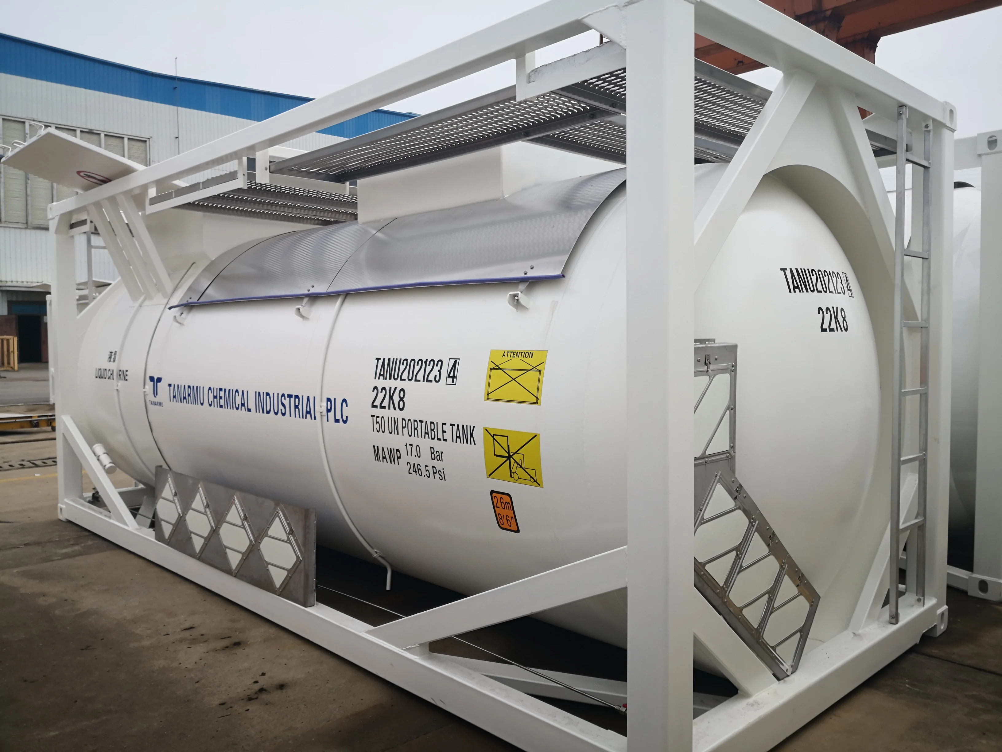Professional manufacturer 20ft 24.5CBM T50 LPG propane/liquid chlorine storage tank container