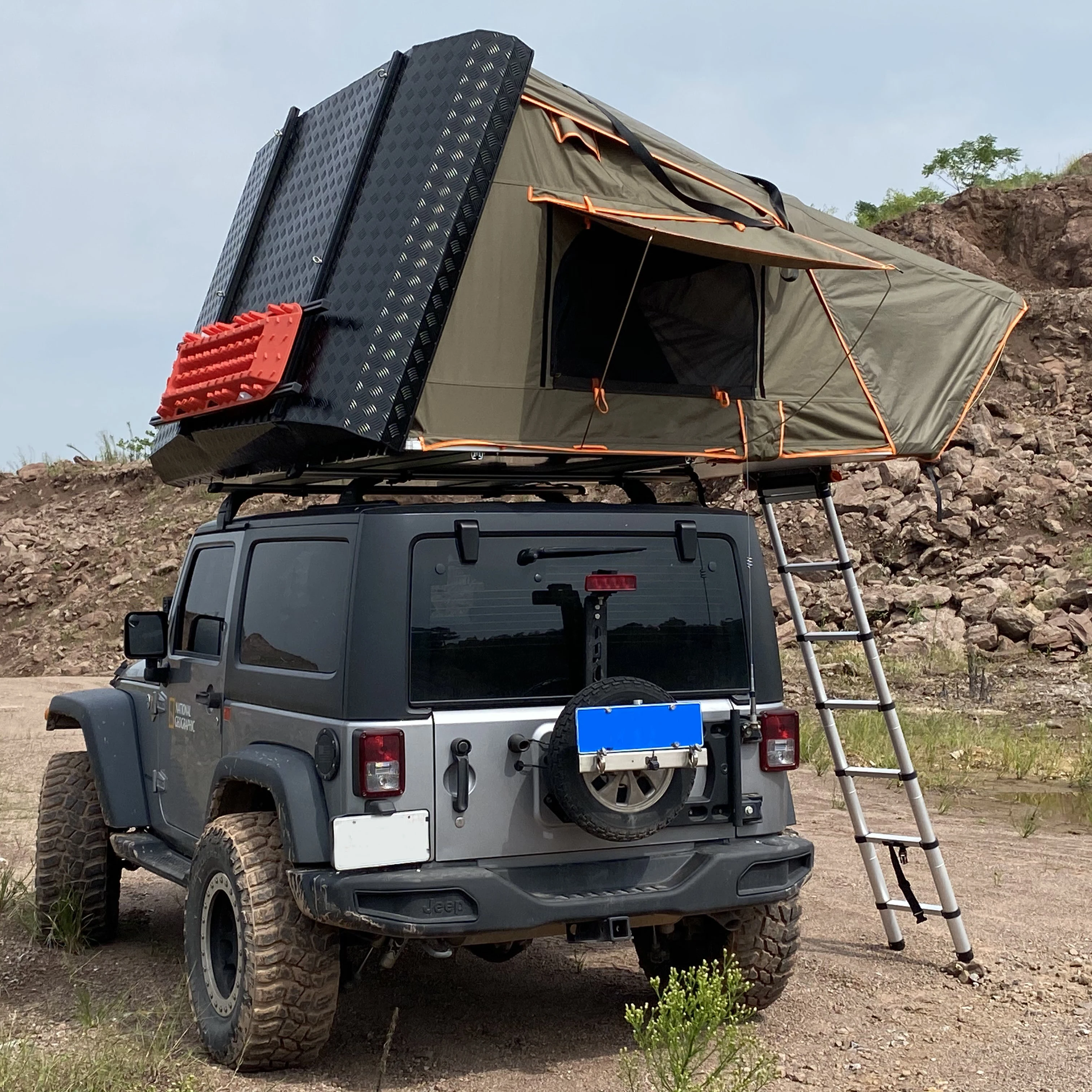 Hardshell Roof Top Tent Vehicle Side Awning Car Trailer Roof Top Tent Outdoors Overland Best Aluminum Canvas Modern One Bedroom