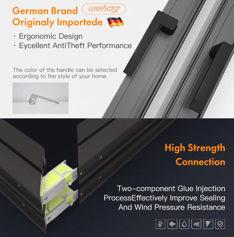 ROGENILAN Security Anti Theft Aluminum Sliding Double Glazing Glass Window And Door