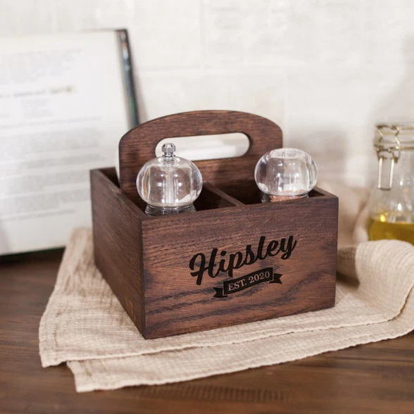 Personalized Napkin Holder, Farmhouse Napkin Salt Pepper Holder, Custom Condiment Caddy Accept Customized Kitchen Wood Support