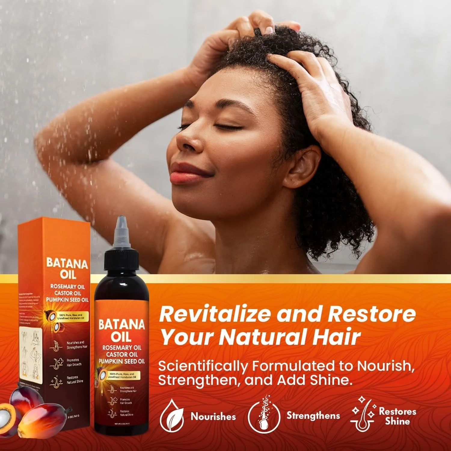 Custom private label batana rosemary pumpkin seeds castor 4 in 1 hair oil scalp care organic oil