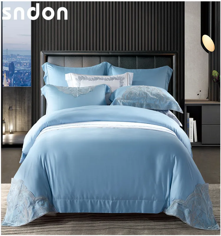 Luxury 100% Silk Satin Material Tencel Bed Sheet Bed Linen Online Duvet Cover Set Bedding Set