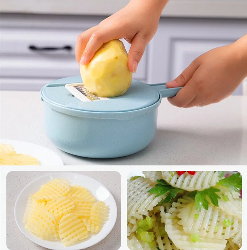 New arrival High Quality Multi-Functional Manual Vegetable Crinkle Shredder Cutter Slicer