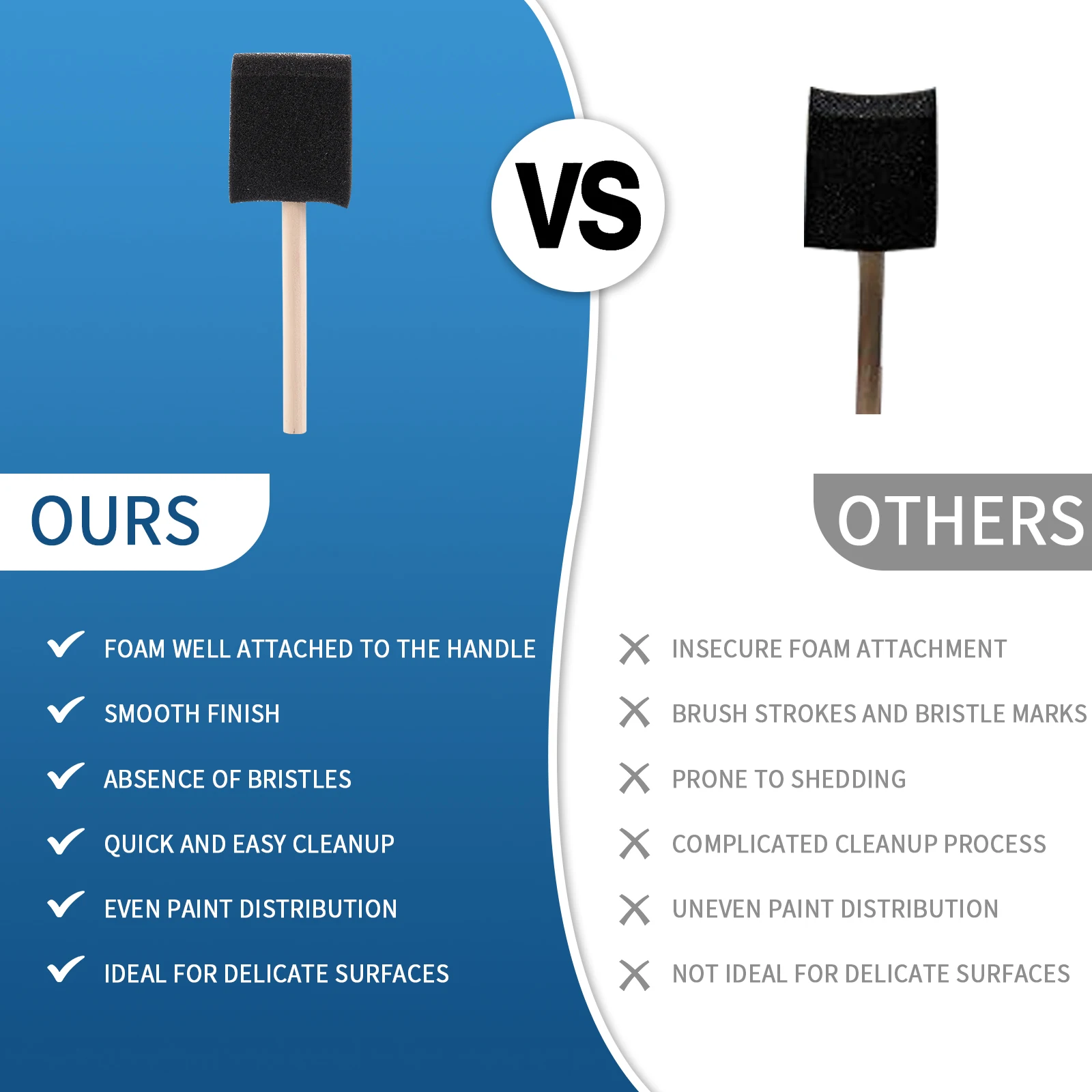 Glue Glass Dust Cleaning Foam Application Craft Paint Wooden Handle Graffiti Sponge Brush Glitter Art Tool