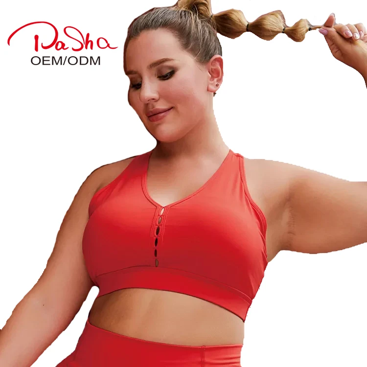 Pashasunshine Woman Cross Back Bra Front Cut Out Design Tops Plus Size Yoga Sports Bras For Fitness