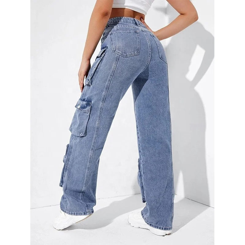 Wide leg jeans for women cargo jeans women, denim cargo pants womens jeans with pockets, denim cargo jeans cargo pants women
