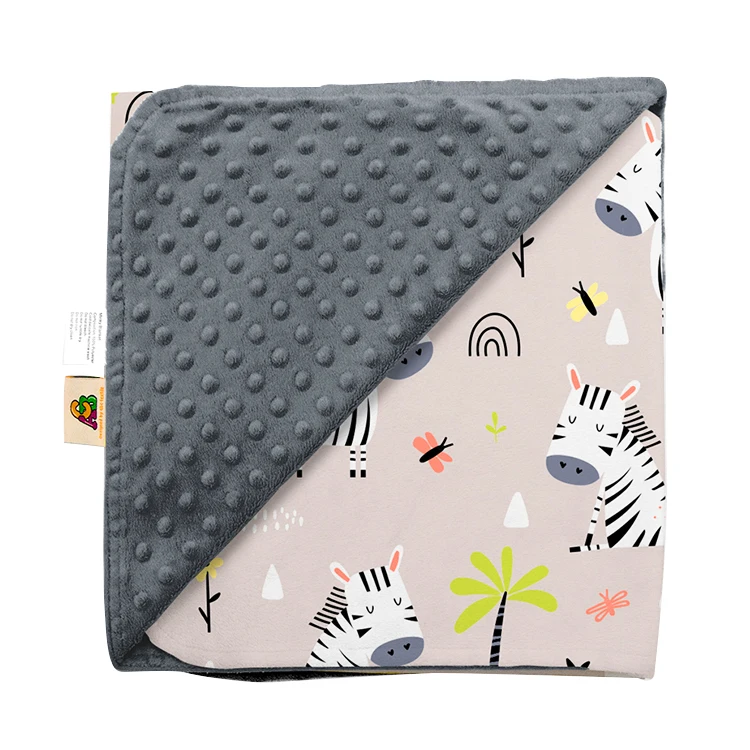 
Amazon Hot Sell Flower Print Fluffy Keep Infant Warm Comfy Minky Baby Throw Quilt 