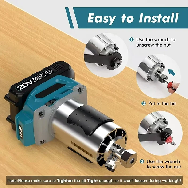 Portable Brushless Battery Power Woodwork Edge Trimmer Woodworking Carving Machine Cordless Wood Tenoning Electric Router