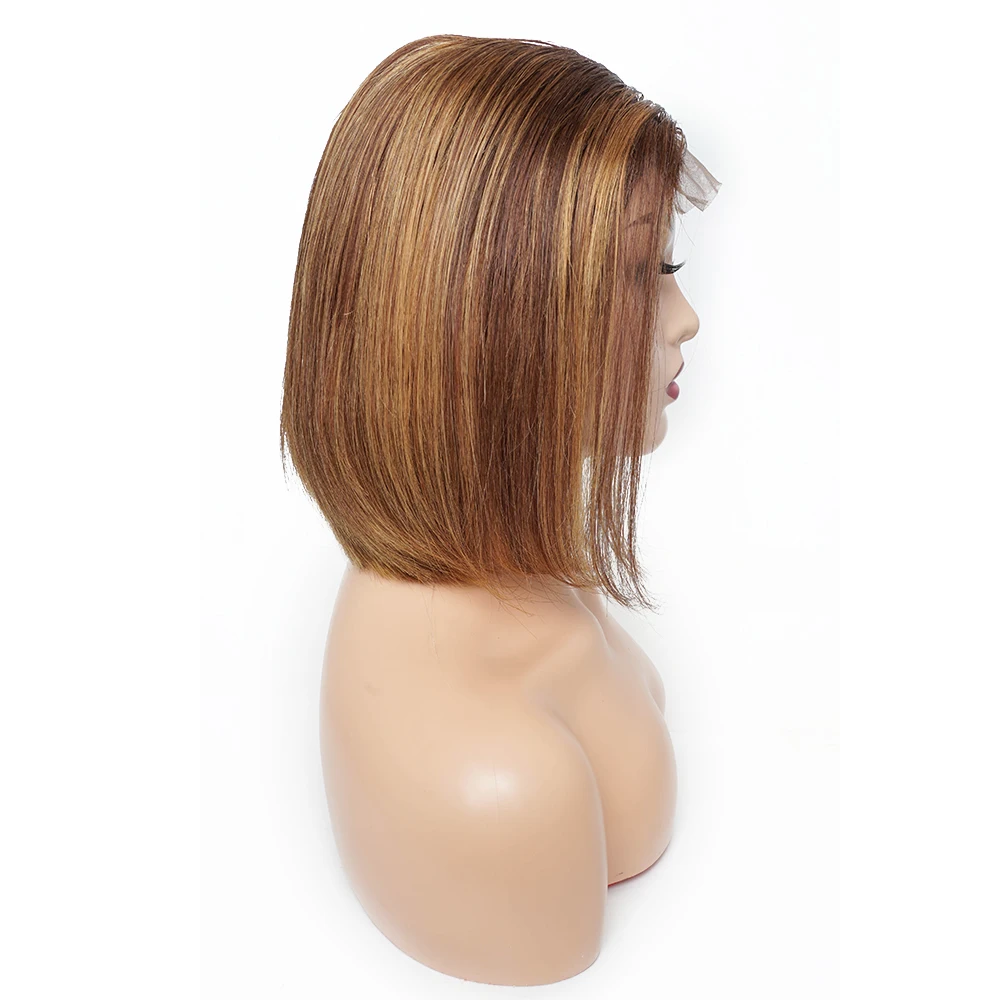 Hot Sale Piano Color Best quality P4/27 Bobo Short hair Lace wigs 100% human hair  lace Transparent
