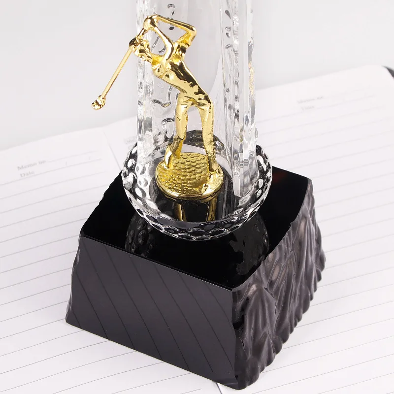 Honor of crystal Metal Eagle Golf Trophy With Crystal Base Award For Souvenir Business Gifts