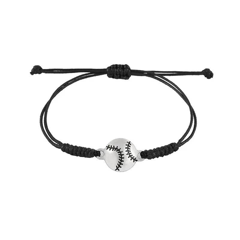 Hot Selling Hand-woven Wax Wire Bracelet Alloy Soccer Baseball Basketball Volleyball Rugby Pull Hand Rope Women