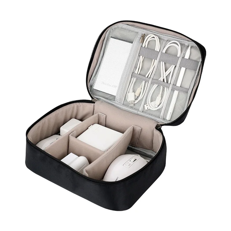 Custom Portable SD Card USB Flash Drive Charging Power Bank Travel Box Electronic Storage Bags Double Layers Cable Organizer