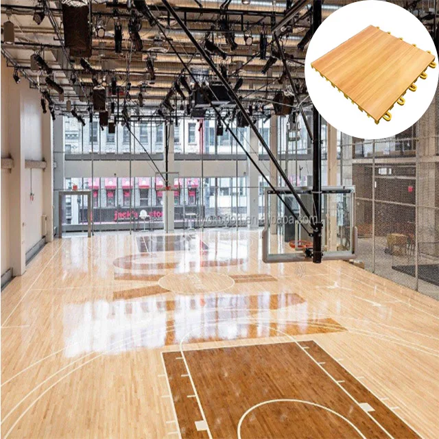 New Maple Interlocking Tiles Temporary Basketball Wooden Grain Flooring Basketball Court Flooring