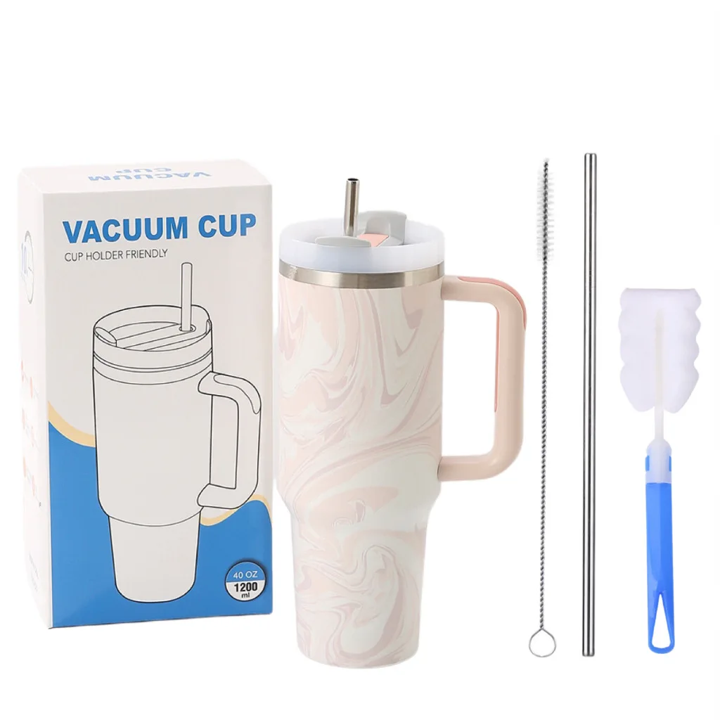 40oz cup with the cleaning tools colorful 40oz tumblers large capacity mug paint printing cold car cup