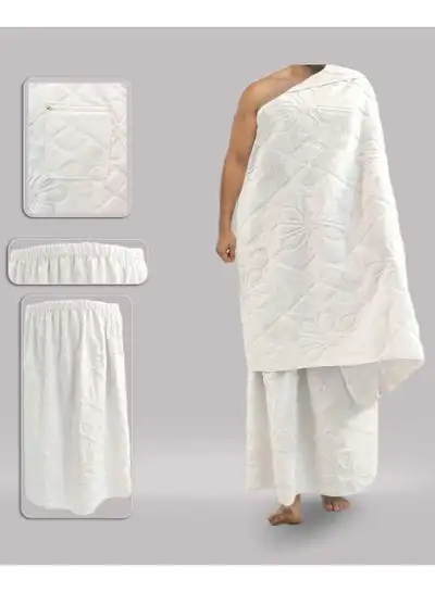 Personalized custom breathable clothing muslim hajj towel 100% cotton ihram hajj and umrah set