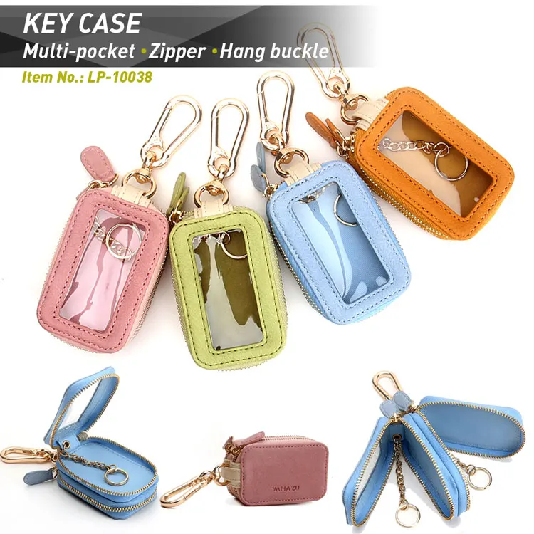 
New Double Zipper Car Key Wallet PU Leather Key Case For Men and Women 