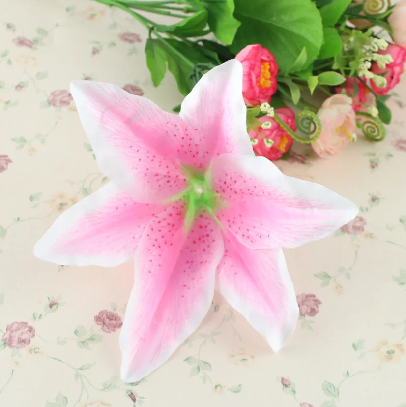 Artificial silk lily flower head for DIY hair flower accessory wedding decoration