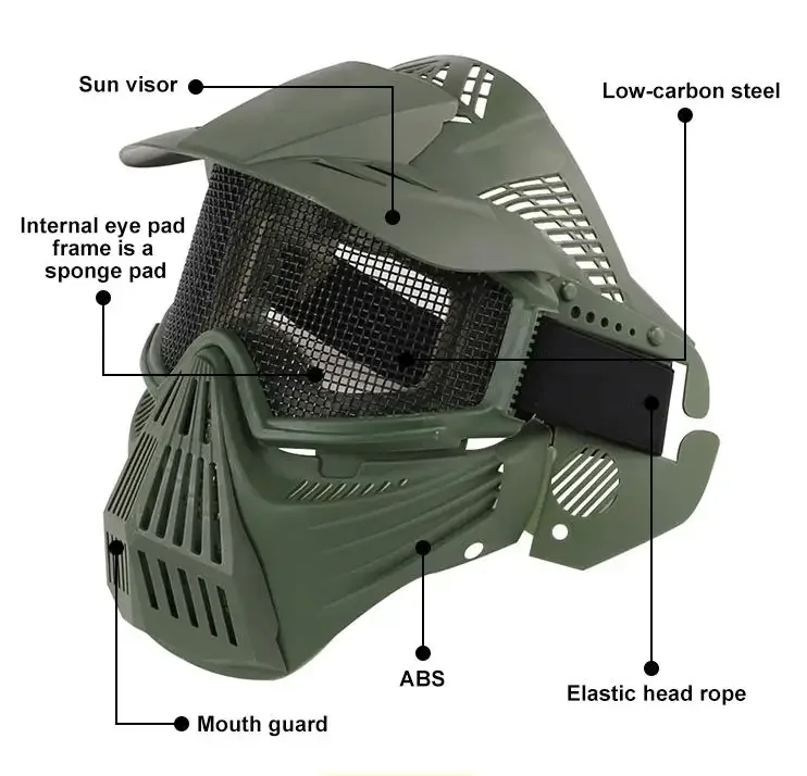 CS Protective Eyewear Metal Steel Mesh Face Wear Outdoor Hunting Paintball Mask Goggles Nylon materials Strap