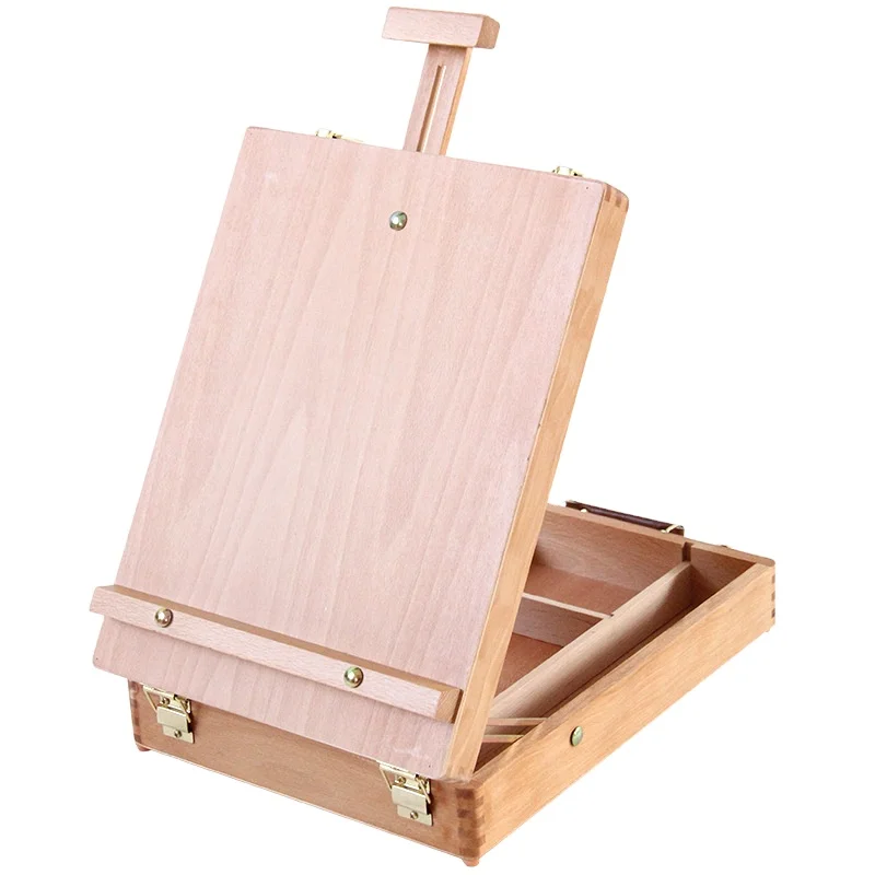 Wooden Desktop Laptop Sketch french Easel Painting with Box Accessories Multifunctional Suitcase Art Supplies