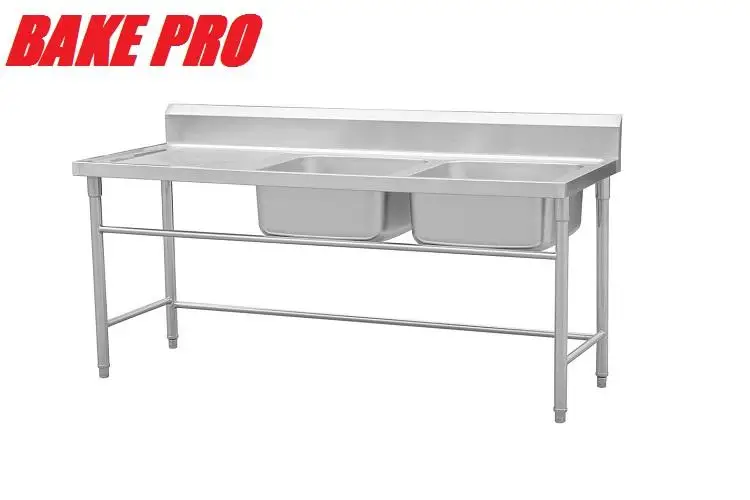 Hot selling stainless steel sink with bracket double groove stainless steel vertical commercial kitchen sink