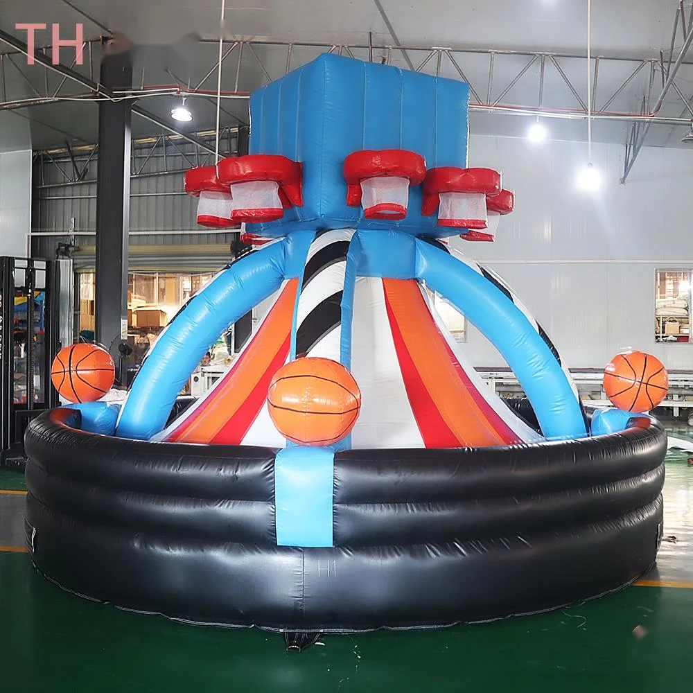 free air ship to door outdoor activities 4m Dia 8 Hoops Basketball Play System Inflatable Basketball Shooting Toss Game Comboms