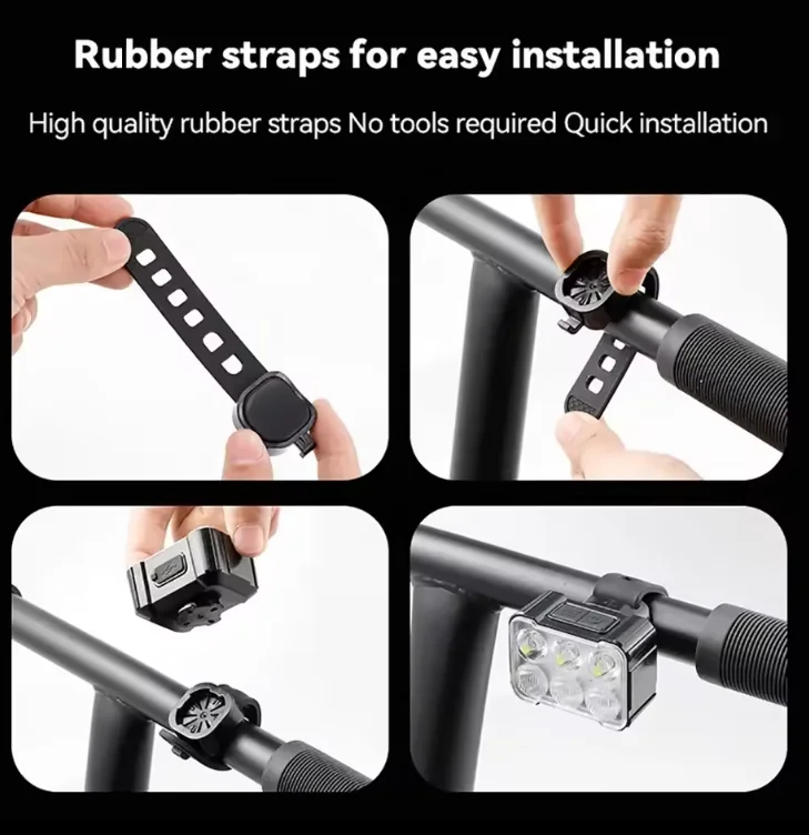 USB-C Rechargeable 6-LED Bike Light Set Waterproof Bicycle Head and Tail Light for Night Riding Battery Powered