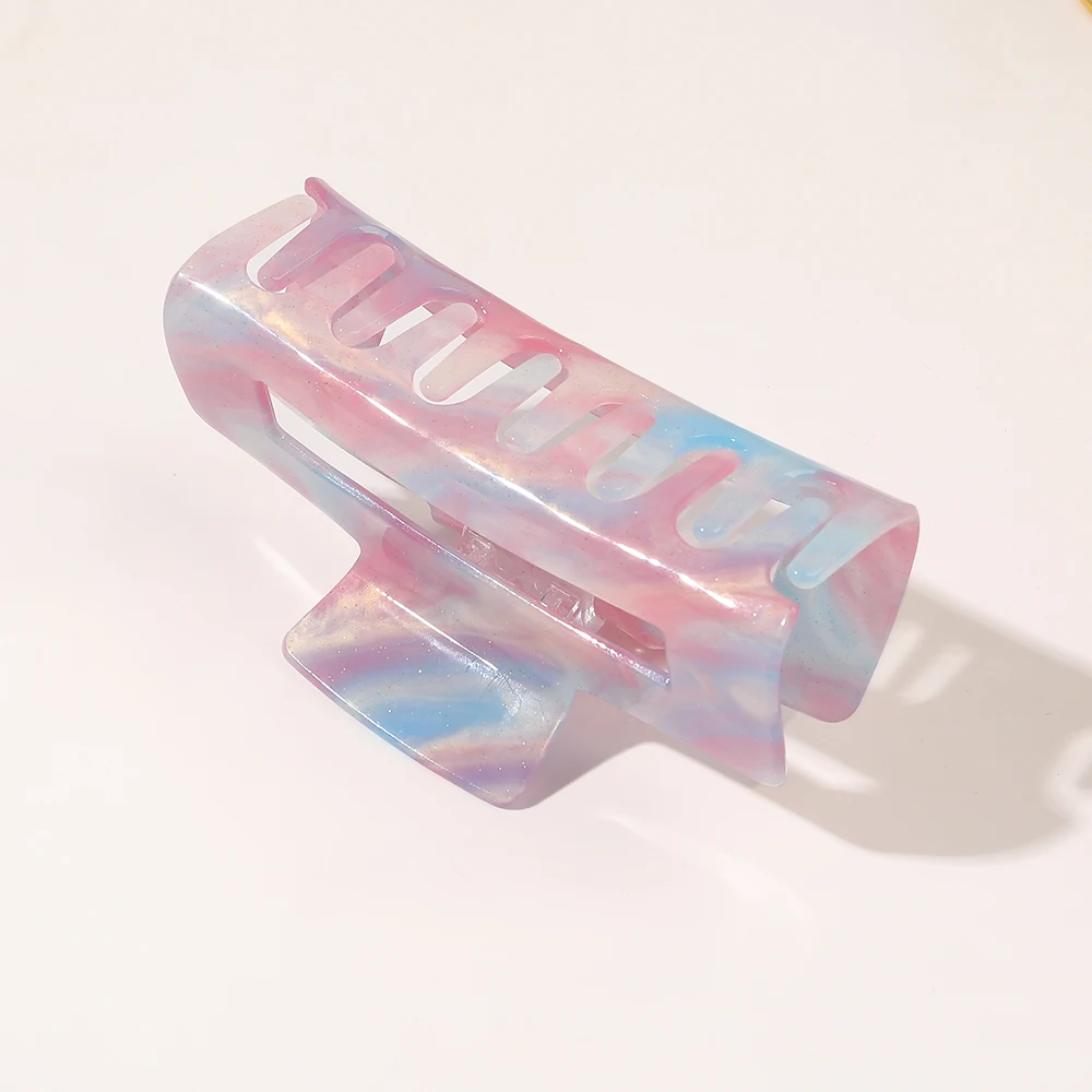 Wholesale Geometry Girl Hair Accessory Colorful Acrylic Marble Shark Claw Hair Grab Solid Color Square Women Hair Clips Claw