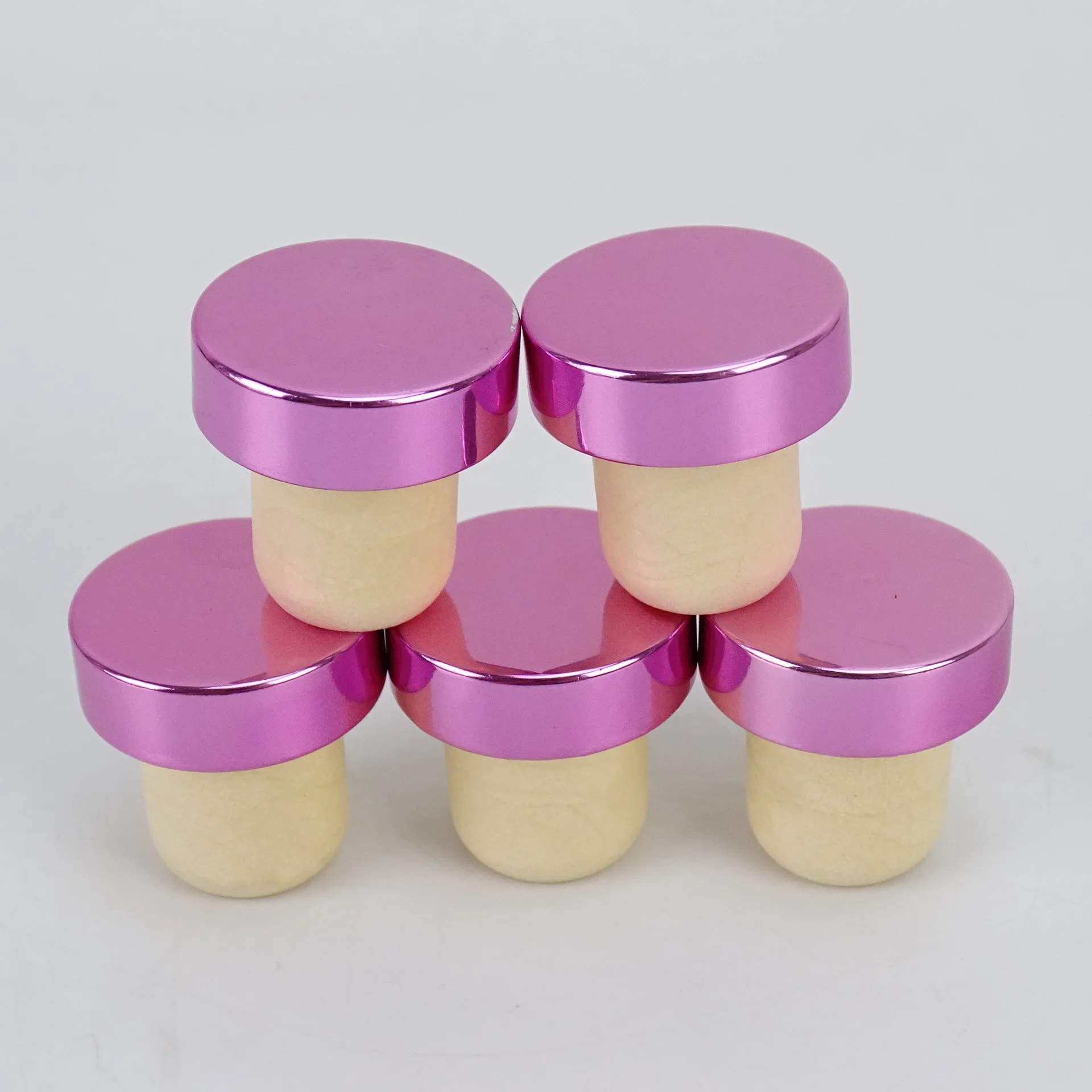 Good Selling Reusable Luxury Wooden Top Wine Bottle Synthetic Cork Cork Cork Polymer Stopper With Aluminum Lid