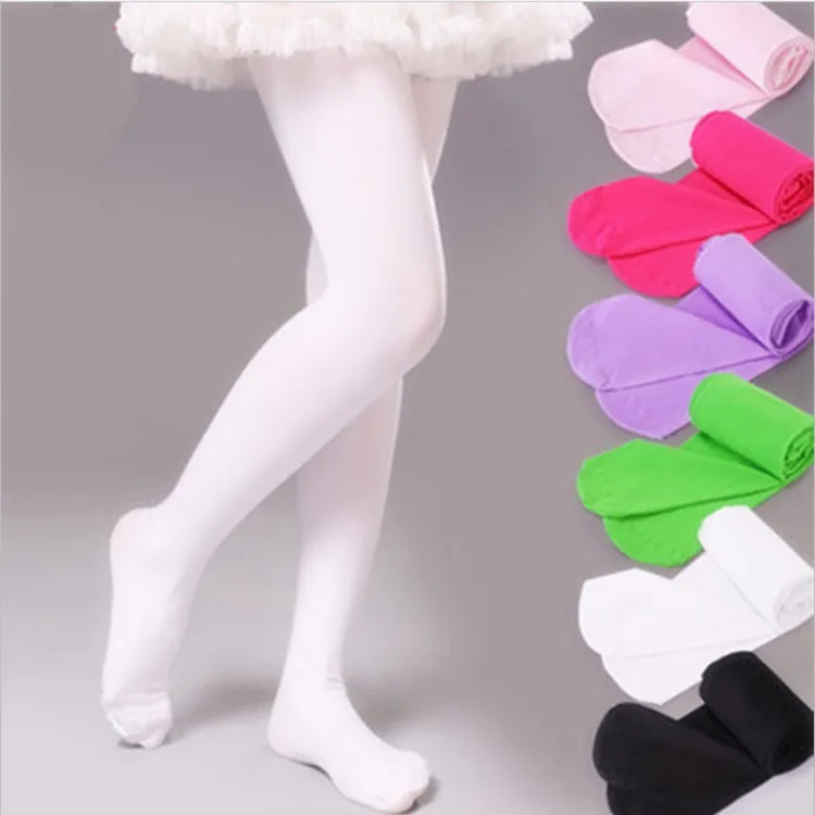 Factory wholesale spring and summer thin 80D velvet children professional dance socks girls ballet socks white pantyhose
