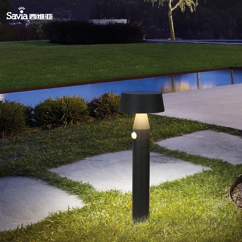 Savia Led Solar Motion Sensor Bollard Light For Outdoor Garden Landscape Lawn 1.5W IP54 No Wiring