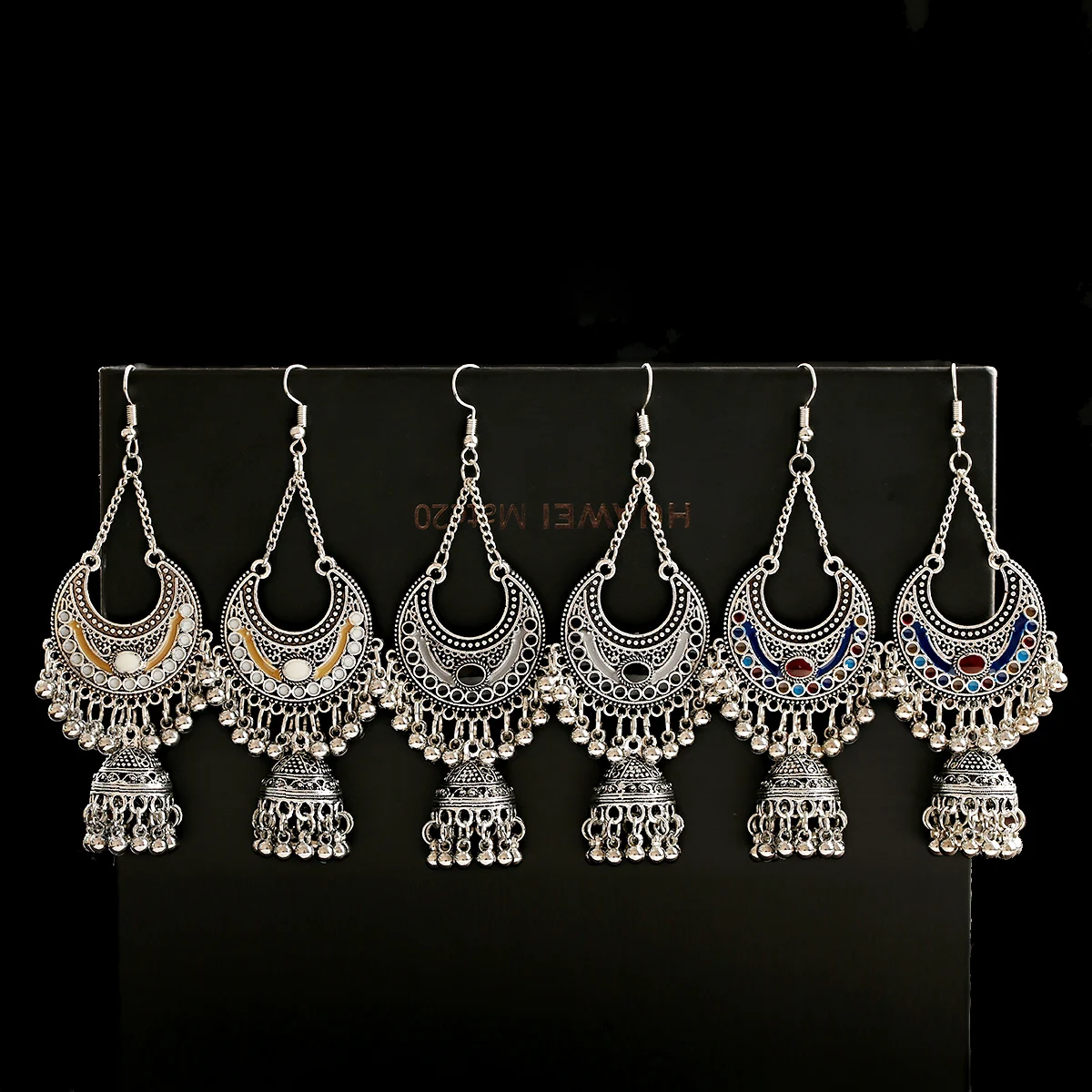 Vintage Women Ethnic Tribe Blue Silver Color India Jhumke Ladies Earrings 2021 Bohemian Tassel Drop Earrings Hangers