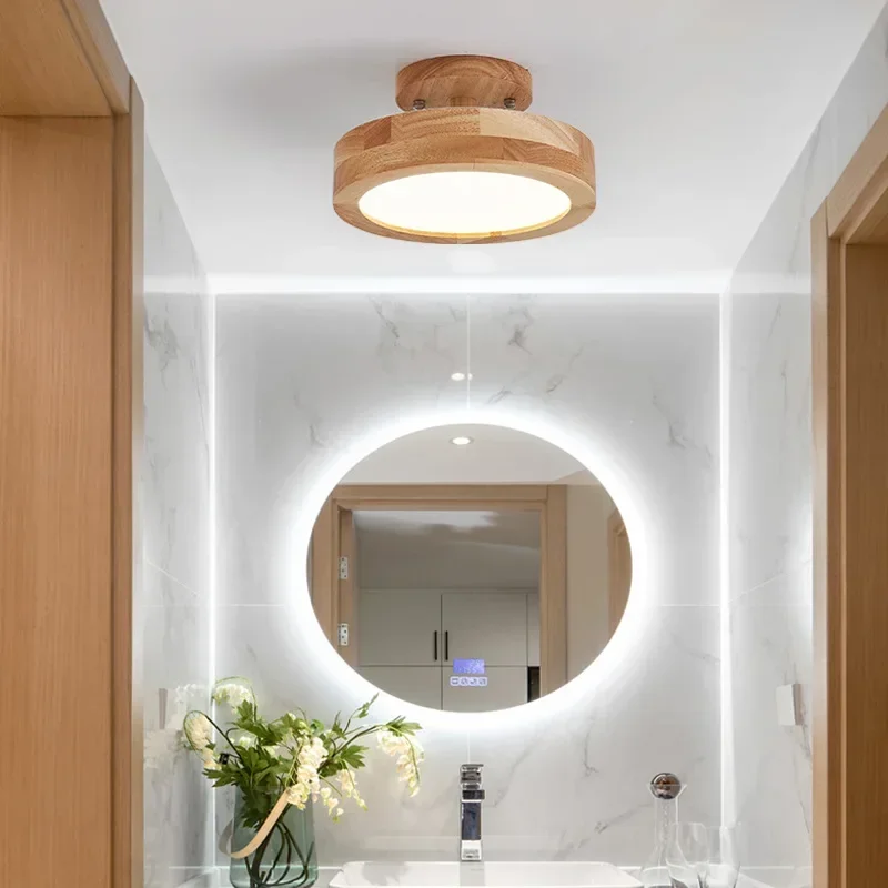 Silent Style Aisle Corridor Hallway Ceiling Lamp Wooden Japanese-Style Balcony Cloakroom Retro Lighting