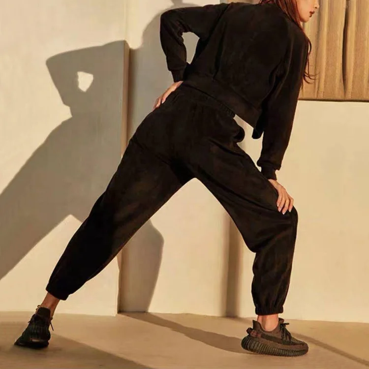 Women Sports Tracksuit Zipper Sweatshirt And Pants 2 Pieces Set Fashion Winter Female Pullover Crop Top Trousers