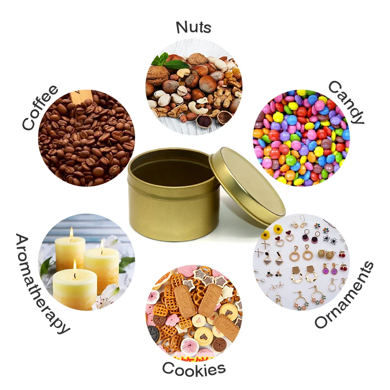 Wholesale custom Luxury round seamless metal cans/jars for candles 8oz aluminum candle jars