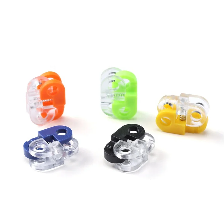 Wholesale Colorful Plastic Spring End Drawstring Stopper Oval Double Hole Cord Lock For Bag