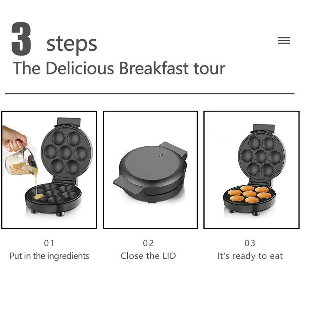 Household Double Sided Heating 1000w Non Stick Electric Cake Machine Home Breakfast Maker Baking Muffin Maker Mechanical