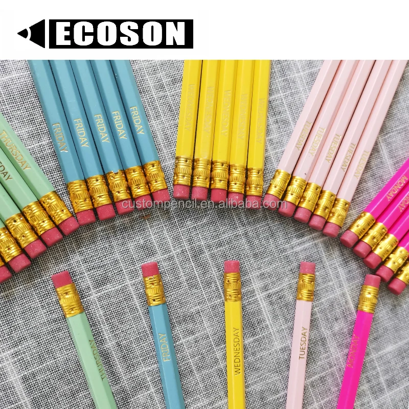 Chinese Factory Cheap Promotional Custom Printed  Logo Printed Pencil Wooden Pencil With Eraser
