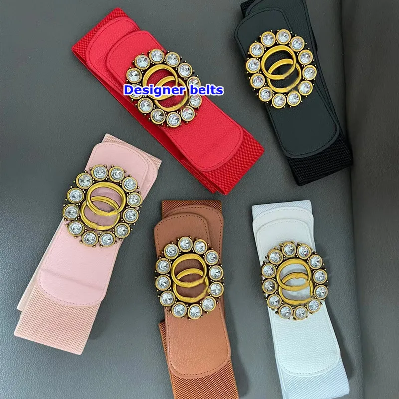Best Selling Ladies Elastic Dressy Belt with Rhinestone Luxury Designer Stretch Belts Ladies