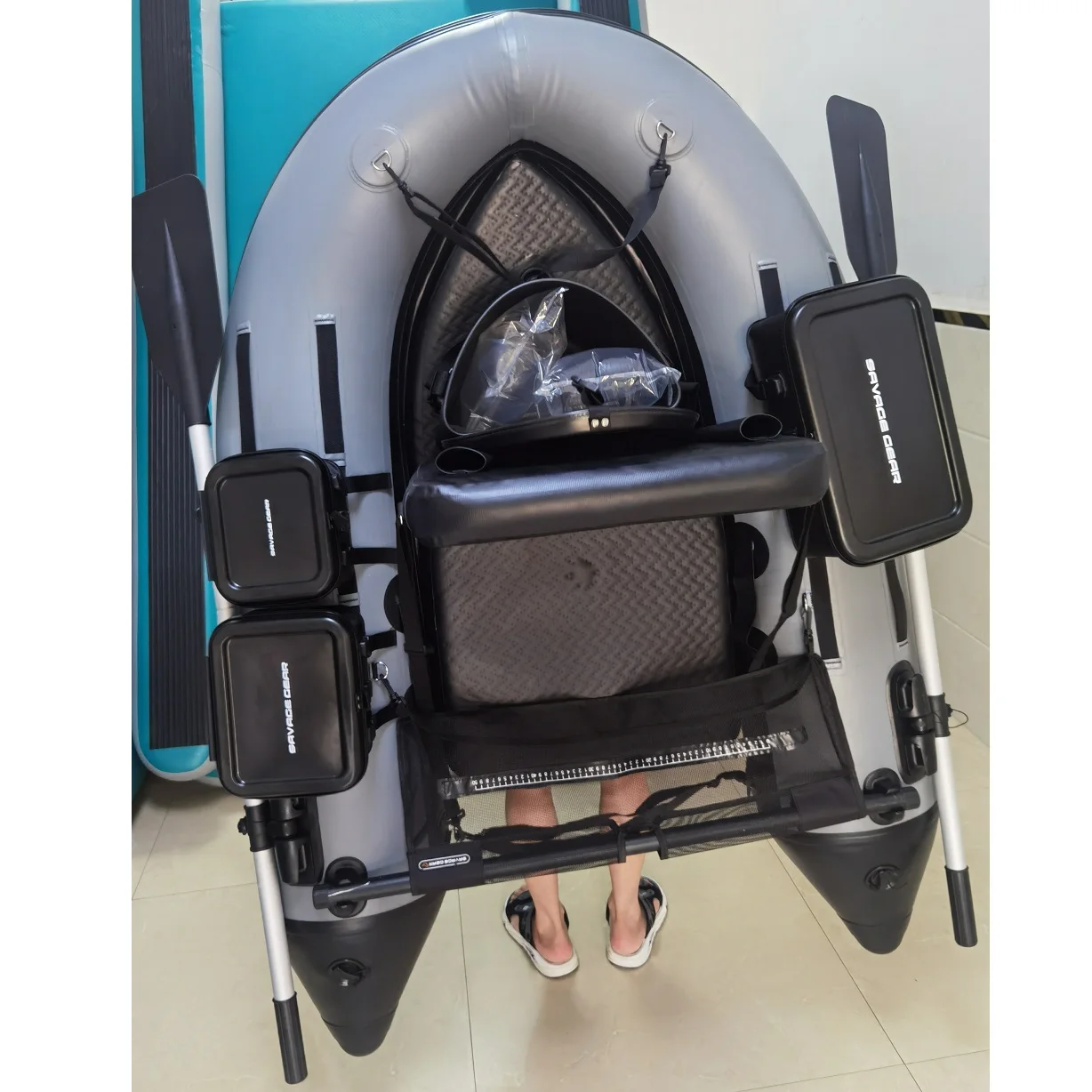 Inflatable Belly Boat One Person Pontoon Boats Thicken PVC Material Rowing Canoe Kayak for Fishing Enthusiasts