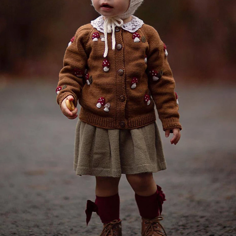 New Born Handmade Embroidery Baby Boy Girl Knit Sweaters Cotton Cardigan Christmas Jackets Outwears Winter Coats Clothes