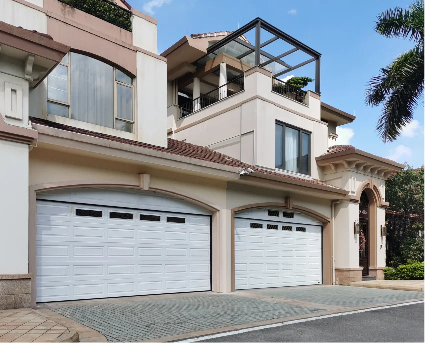 HNT Safety Motorized Overhead House Sectional Garage Door Smart Commercial Double Tempered Glass Horizontal Folding Garage Door