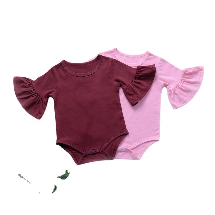 
2021 OEM Newborn Baby Girl Clothes Flared Sleeve Romper Jumpsuit Cotton Outfits 