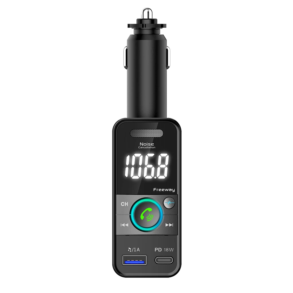 FM передатчик для автомобиля QC3.0 & USB-C PD 18 Вт беспроводной радио адаптер музыкальный плеер/автомобильный комплект с